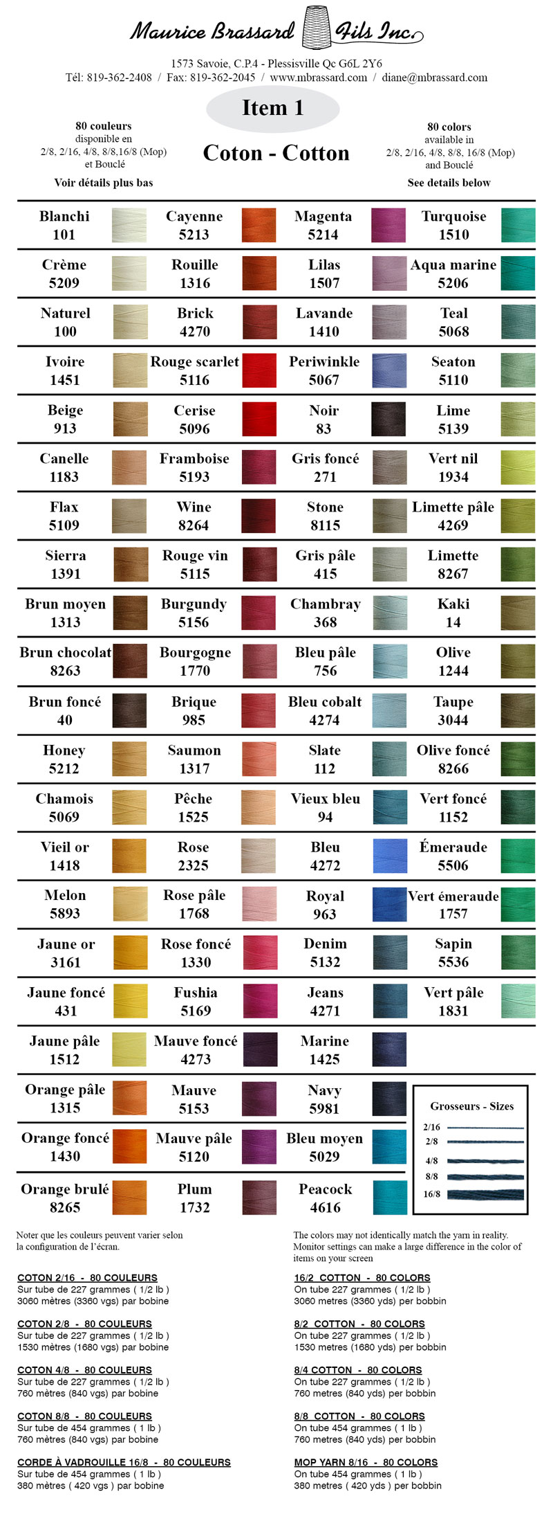 Weaving Yarn Chart